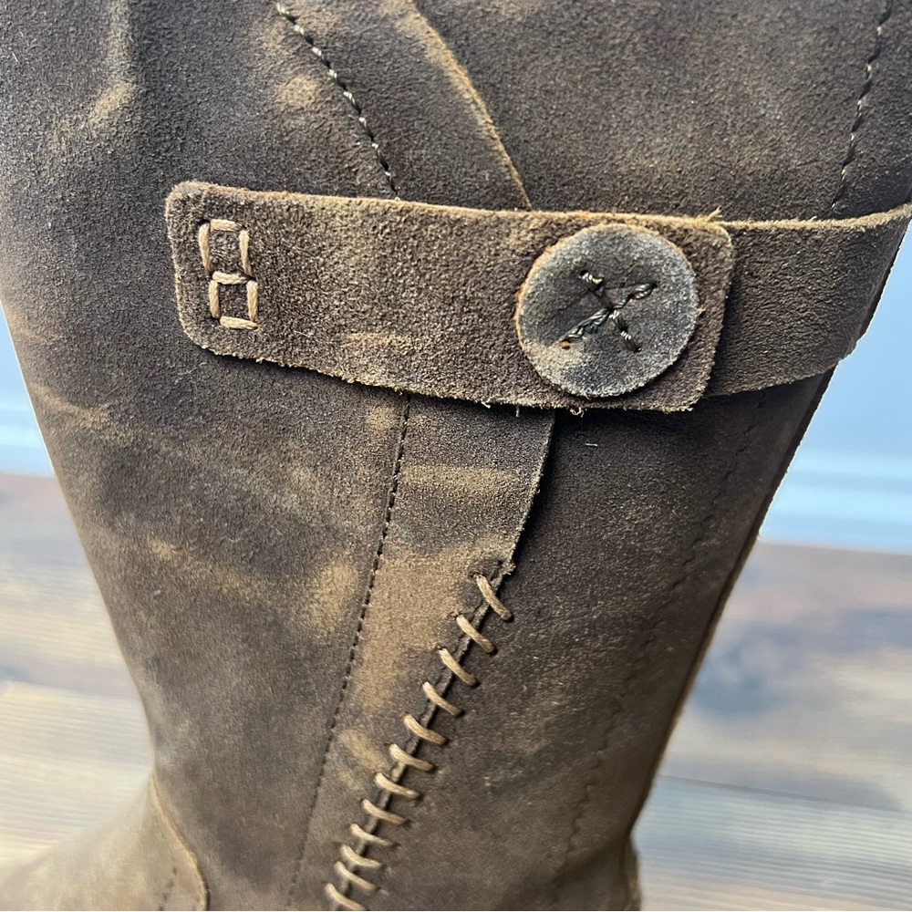 BORN Women's Tonic Rust Distressed Boot Sz 7/38 Suede Leather Zipper round Toe - Picture 10 of 16